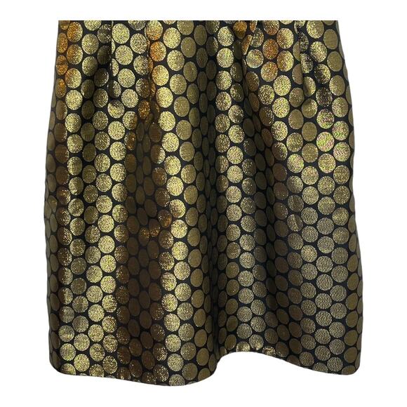 J. Crew New Gold Metallic Medallion V-neck Fit & Flare Dress Side Zipper Size 8 - Picture 3 of 6